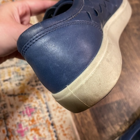 ECCO Soft 7 Woven Navy Blue Leather Sneakers Extra Width Size 9 - Picture 12 of 13